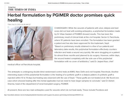 News Herbal-formulation-by-PGIMER-doctor-promises-quick-healing-Times-of-India-TOI 13-Feb-2021 page-0001 (1)